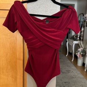 Windsor Burgundy Off-Shoulder Bodysuit - Small